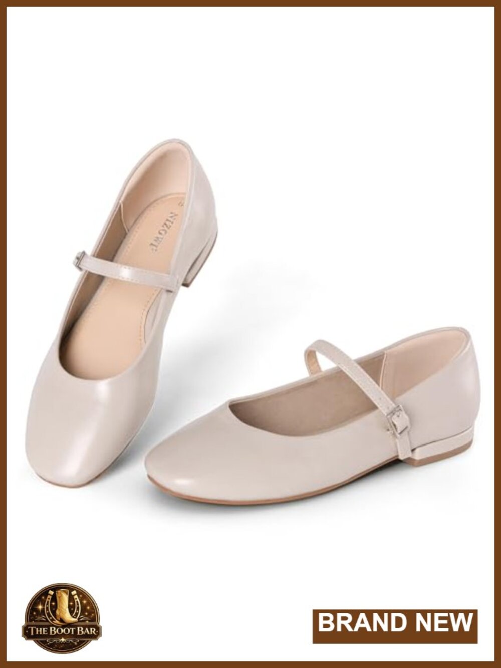 Mary Jane Flats Square Toe Ballet Flat Shoes PU Leather Cushioned Buckle